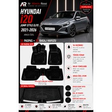 Ar Alberto Rossi Hyundai I20 Jump Style Elite 2021-2026 Araca Özel 3D Paspas + 3D Bagaj Havuzu