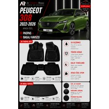 Ar Alberto Rossi Peugeot 308 2022-2026 Araca Özel 3D Paspas + 3D Bagaj Havuzu