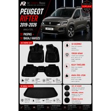 Ar Alberto Rossi Peugeot Rifter 2019-2026 Araca Özel 3D Paspas + 3D Bagaj Havuzu