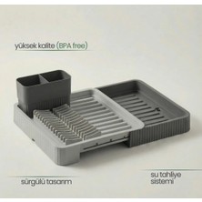 Segy Home Segyhome Açılır Kapanır Sürgülü Bulaşık Kurutma Sepeti Tabaklık Çatal Kaşık Su Tahliyeli Bulaşıklık