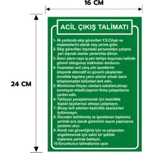 Reklam Ads 6 Adet Acil Çıkış Talimatı Yapışkanlı Sticker Levha,  16X24, 20X30 (A4), 30X42 (A3) cm Boyut Seçeneklerinde Folyo Baskı Sticker Kişiselleştiirlebilir Levha