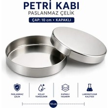 Labolist Petri Kabı Paslanmaz Çap 10 cm Kapaklı