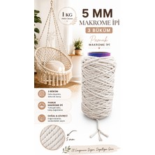 Tahahamak 5 mm 3 Büküm 2 kg Pamuk Makrome Ekru Renk Hamak Salıncak Hobi Ipi