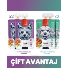 Wanpy Ördek - Havuç & Kuzu - Havuç Köpek Et Ezmesi Köpek Ödül Maması Seti 4x90 gr
