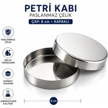 Labolist Petri Kabı Paslanmaz Çap 8 cm Kapaklı