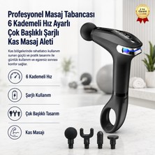 Hızlı Store Profesyonel Masaj Tabancası 6 Kademeli Hız Ayarlı Çok Başlıklı Şarjlı Kas Masaj Aleti