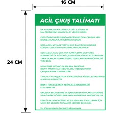 Reklam Ads 6 Adet Acil Çıkış Talimatı Yapışkanlı Sticker Levha,  16X24, 20X30 (A4), 30X42 (A3) cm Boyut Seçeneklerinde Folyo Baskı Sticker Kişiselleştiirlebilir Levha