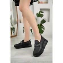 Nesil Shoes Wiss 1130 Siyah Strech Taşlı Kadın Ayakkabı