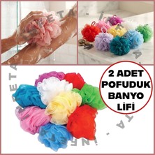 İnfeta 2 Adet Karışık Renk Banyo Lifi Pufidik Banyo Kesesi Yumuşak Tül Duş Lifi