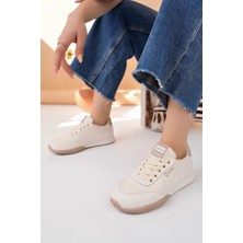Nesil Shoes Dvm 5600 Bej Kahve Memory Foam Kadın Sneakers