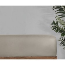 Sarev Monochrome Çift Kişilik %100 Pamuk Saten Fitted Çarşaf -Mocha