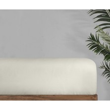 Sarev Monochrome Çift Kişilik %100 Pamuk Saten Fitted Çarşaf -Ekru