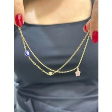 Güzide Kuyumcu 14 Ayar Altın Ikili Nazar Boncuklu Hediyelik Bileklik 1321