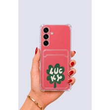 Dorasan Samsung Galaxy S25 Kartlıklı Lucky Yonca Desenli Kılıf