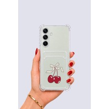 Dorasan Samsung Galaxy S24 Kartlıklı Kiraz Desenli Kılıf
