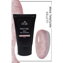 Cr-Oje Poly Gel Glitter Natural Pink 45 gr