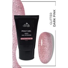Cr-Oje Poly Gel Glitter Dark Pink 45 gr