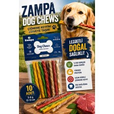 Zampa Munchy Twist Stick Köpek Çiğneme Kemiği 10'lu – Renkli Burgu Çiğneme Ödül Çubuğu 12-13 cm