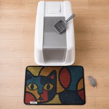 Canico Kedi Kumu Paspası Desenli Elekli Petek Yapılı Yıkanabilir Kedi Tuvalet Önü Paspası 45X60 cm