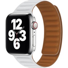 Wonew Apple Watch 42 - 44 - 45 - 49 mm Manyetik Silikon Apple Watch Kayışı – Beyaz