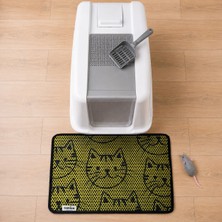 Canico Kedi Kumu Paspası Desenli Elekli Petek Yapılı Yıkanabilir Kedi Tuvalet Önü Paspası 45X60 cm