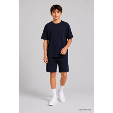 Tommy Life Lacivert Oversize Fit Basic Erkek Çocuk Şort Takım - 11335