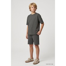 Tommy Life Haki Oversize Fit Basic Erkek Çocuk Şort Takım - 11335