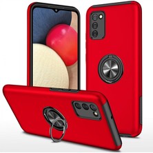 Vintessy Galaxy A02S Kılıf Elit Yüzüklü Kapak - Kırmızı