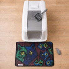 Canico Kedi Kumu Paspası Desenli Elekli Petek Yapılı Yıkanabilir Kedi Tuvalet Önü Paspası 45X60 cm