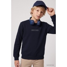 Tommy Life Lacivert Standart Fit Baskılı O Yaka Erkek Çocuk Sweatshirt - 11322