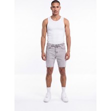 Machinist Erkek Fitted Jean Şort Gri