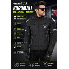 Kıyak Moto Crazybull Matador Siyah Erkek 4 Mevsim 3 Katmanlı Korumalı Reflektörlü Motosiklet Montu