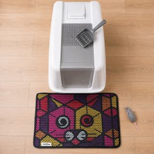 Canico Kedi Kumu Paspası Desenli Elekli Petek Yapılı Yıkanabilir Kedi Tuvalet Önü Paspası 45X60 cm