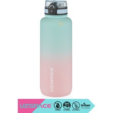 Uzspace 1500ML Mega Boy Yeni Çift Renkli Sızdırmaz Bpa Içermez Kilitlenebilir Kapaklı El Askılı Soft-Touch Yüzeyli Motivasyonel Tritan Su Matarası
