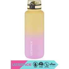 Uzspace 1500ML Mega Boy Yeni Çift Renkli Sızdırmaz Bpa Içermez Kilitlenebilir Kapaklı El Askılı Soft-Touch Yüzeyli Motivasyonel Tritan Su Matarası