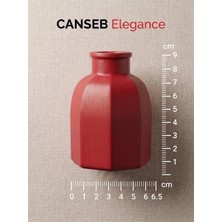 Canseb Elegance 9x6.5cm - Kırmızı - Sekizgen Mini Vazo - El Boyaması Işçilik - 9cm Mini Vazo