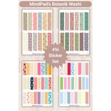 MindPad Studio 4’lü Botanik Washi Bant Sticker Seti – Dekoratif Washi Bant Görünümlü Çıkartmalar – Ajanda, Defter, Scrapbook, Bullet Journal ve Planlayıcı Süsleme Etiketleri