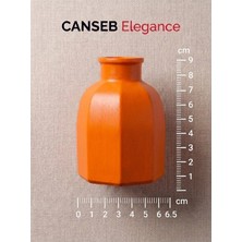 Canseb Elegance 9x6.5cm - Canlı Turuncu - Sekizgen Mini Vazo - El Boyaması Işçilik - 9cm Mini Vazo