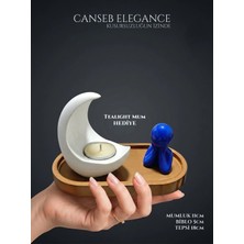 Canseb Elegance Premium - Üçlü - Hilal Ay Mumluk - Figür - Altın Renk Tepsili Dekoratif Set