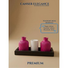 Canseb Elegance Premium - - Dörtlü Dekoratif Vazo ve Mumluk Set - El Işçiliği Boyama