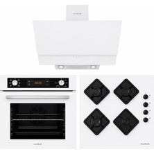 Alveus Beyaz Cam Ankastre Set (Mfa 627 Wh + Kls 670 Wh + Mod 3000)