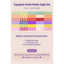 MindPad Studio 30 Adet Renkli Desenler Arka Plan Parlak Sticker Kağıt Seti, 10X5 cm Pötikare, Puantiye, Meyve Fon, Zikzak Desenli Kağıt, Scrapbook, Bullet Journal, Ajanda Etiketleri