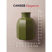 Canseb Elegance 9x6.5cm - Haki - Sekizgen Mini Vazo - El Boyaması Işçilik - 9cm Mini Vazo