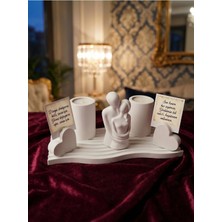 Canseb Elegance 6'lı Dekoratif Sarmaşık Sevgili - Kalpli Stand - Mumluk Obje Seti - (Mum Hediyeli)