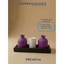 Canseb Elegance Premium - - Dörtlü Dekoratif Vazo ve Mumluk Set - El Işçiliği Boyama