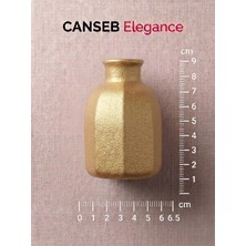 Canseb Elegance 9x6.5cm - Pürüzlü Altın Renk - Sekizgen Mini Vazo - El Boyaması Işçilik - 9cm Mini Vazo
