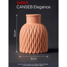 Canseb Elegance Premium - Şeftali Renk - Dalgalı Dekoratif Vazo - 10X8CM - El Boyaması Işçilik