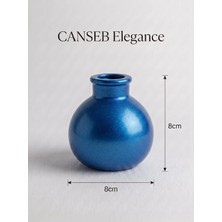 Canseb Elegance Premium - Metalik Mavi - Minik Tombul Vazo - 8X8CM - El Boyaması Işçilik