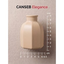 Canseb Elegance 9x6.5cm - Antik Bej - Sekizgen Mini Vazo - El Boyaması Işçilik - 9cm Mini Vazo
