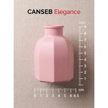 Canseb Elegance 9x6.5cm - Bebe Pembesi - Sekizgen Mini Vazo - El Boyaması Işçilik - 9cm Mini Vazo